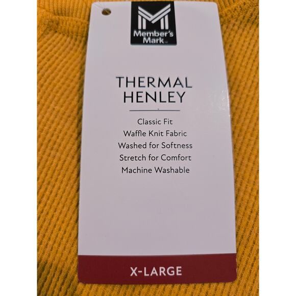 NWT Members Mark Thermal Waffle Knit Henley Layering Shirt Color : Gold Size :XL - Picture 4 of 5